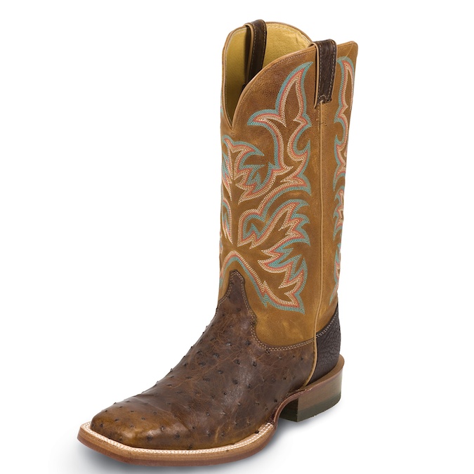 8577 Men's Justin Square Toe Full Quill Ostrich Cowboy Boot